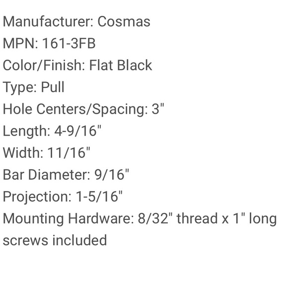 31 Cosmas Flat Black door pulls - Picture 6 of 6